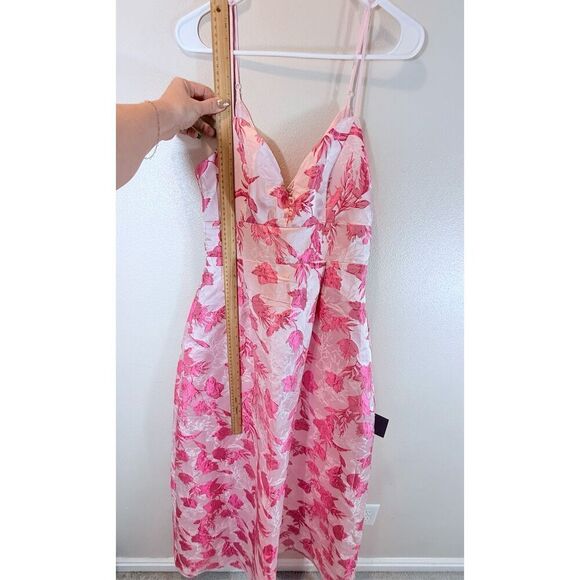 NWT Lulus With Passion Pink Floral Print Jacquard Sleeveless Maxi Dress Medium - Picture 10 of 13